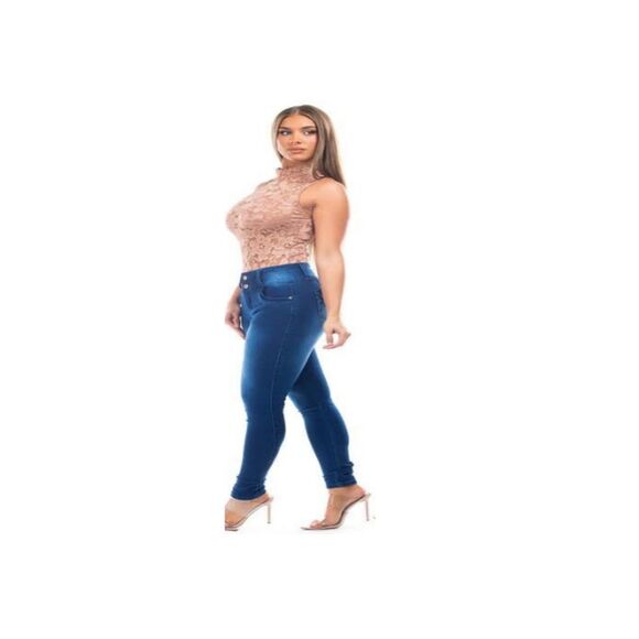 WAIST 31 INCHES SIZE 15 SKINNY JEANS STRETCH PUSH UP DENIM BLUE 15-1 MK135 SZ15 - Picture 1 of 10